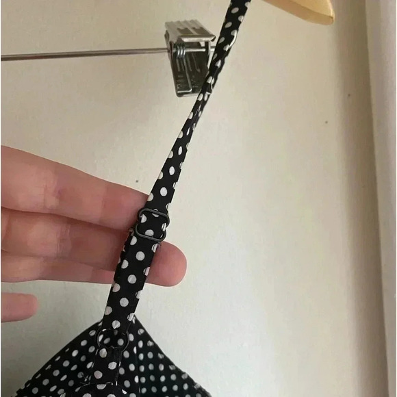 Express Babydoll Polka Dot Mini Dress with Pockets Sleeveless Flare A-Line Black - Picture 8 of 8